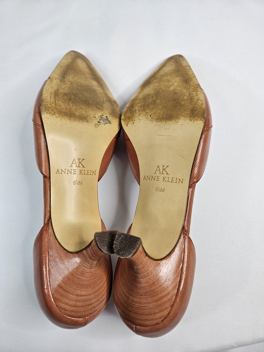 Anne Klein Pointed Toe Low Heel Pumps in Chestnut - Picture 6 of 6